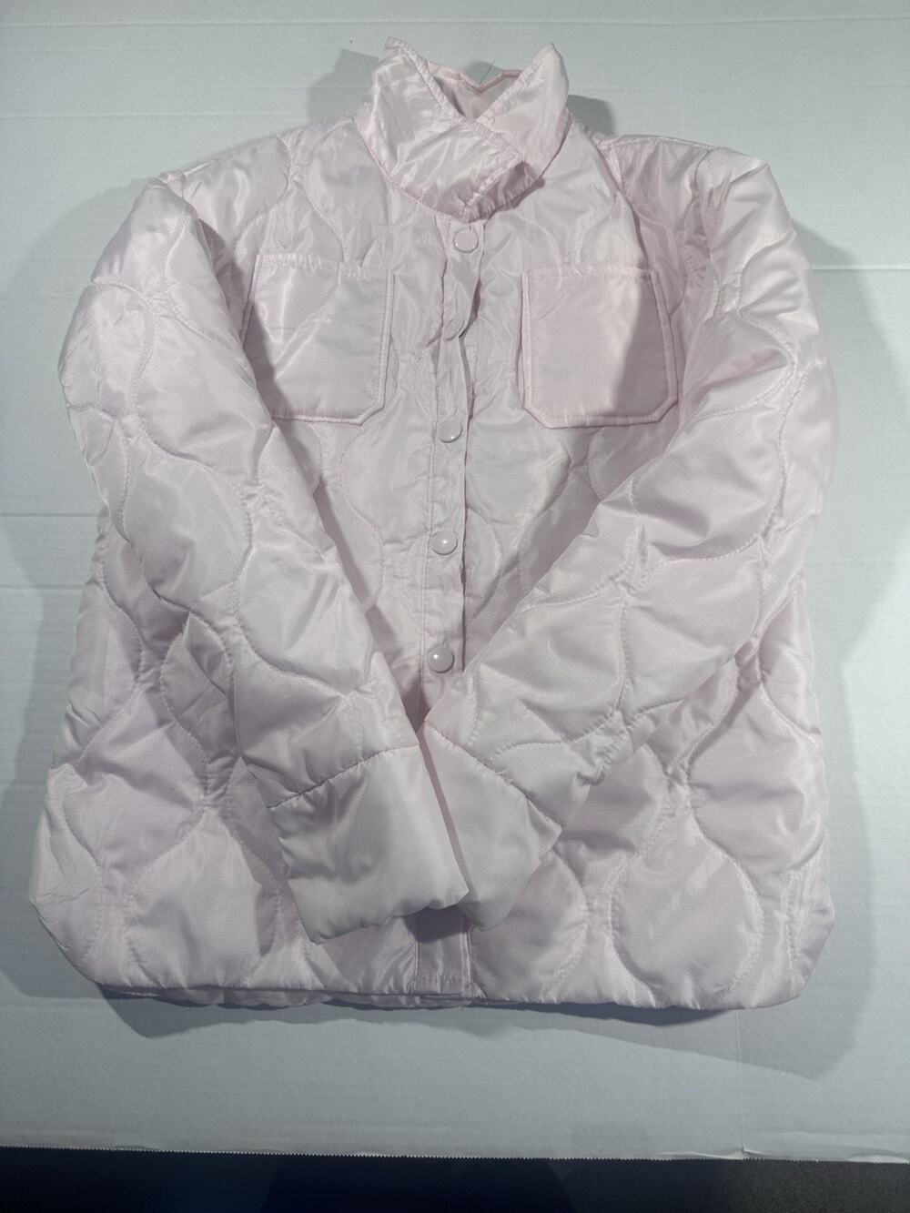 Sincerely Jules Girls Pink Quilted Snap Front Jacket Collared 14